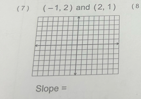 (7 ) (-1,2) and (2,1) ( 8 
Slope =