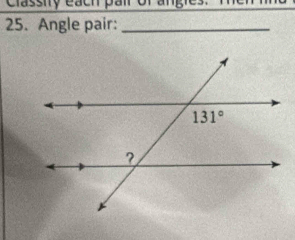 Classty each pan Cranges
25. Angle pair:_