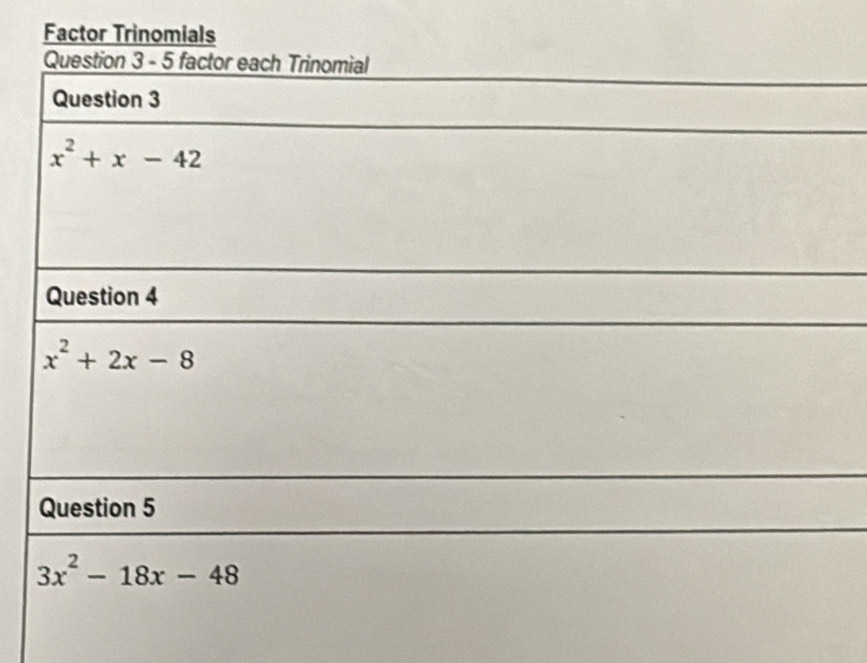 Factor Trinomials