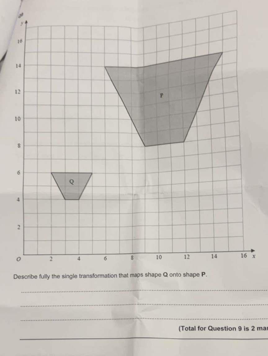 (Total for Question 9 is 2 mar 
_