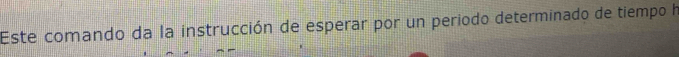 Este comando da la instrucción de esperar por un periodo determinado de tiempo h