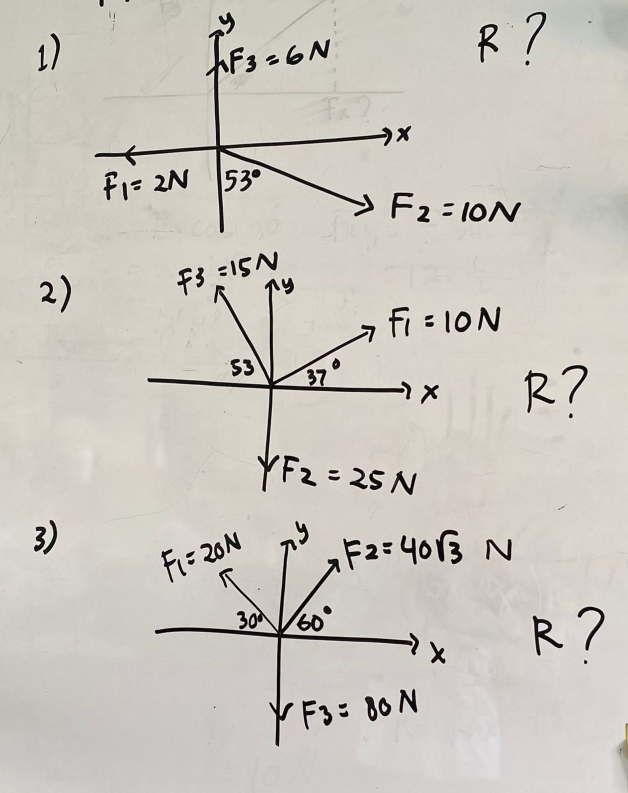 R?
F_2=10N
2) 
R?
3) 
R?