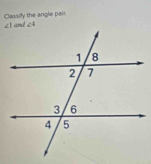 Classify the angle pair.