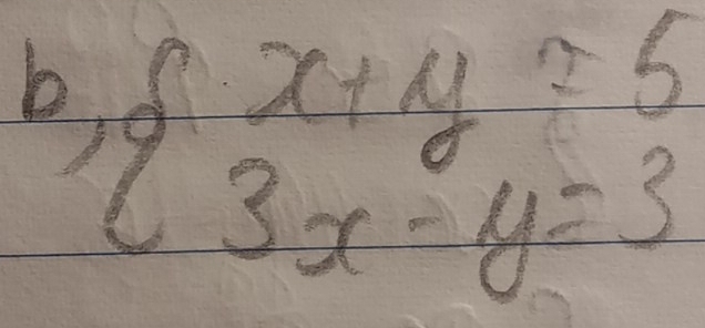 beginarrayl x+y=5 3x-y=3endarray.