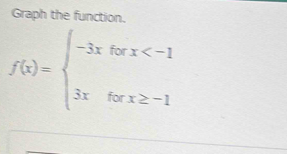 Graph the function.
f(x)=beginarrayl -3xforx