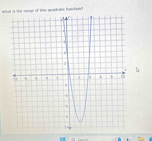 What is the range of this quadratic function? 
Search