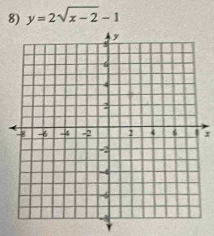 y=2sqrt(x-2)-1
x
-