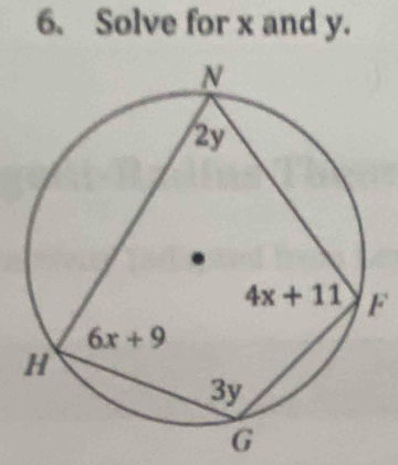 Solve for x and y.
F