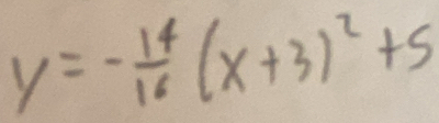 y=- 14/16 (x+3)^2+5