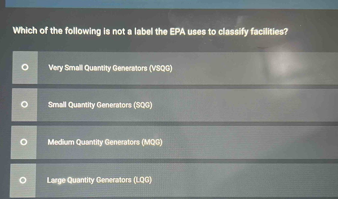 Solved: Which of the following is not a label the EPA uses to classify ...