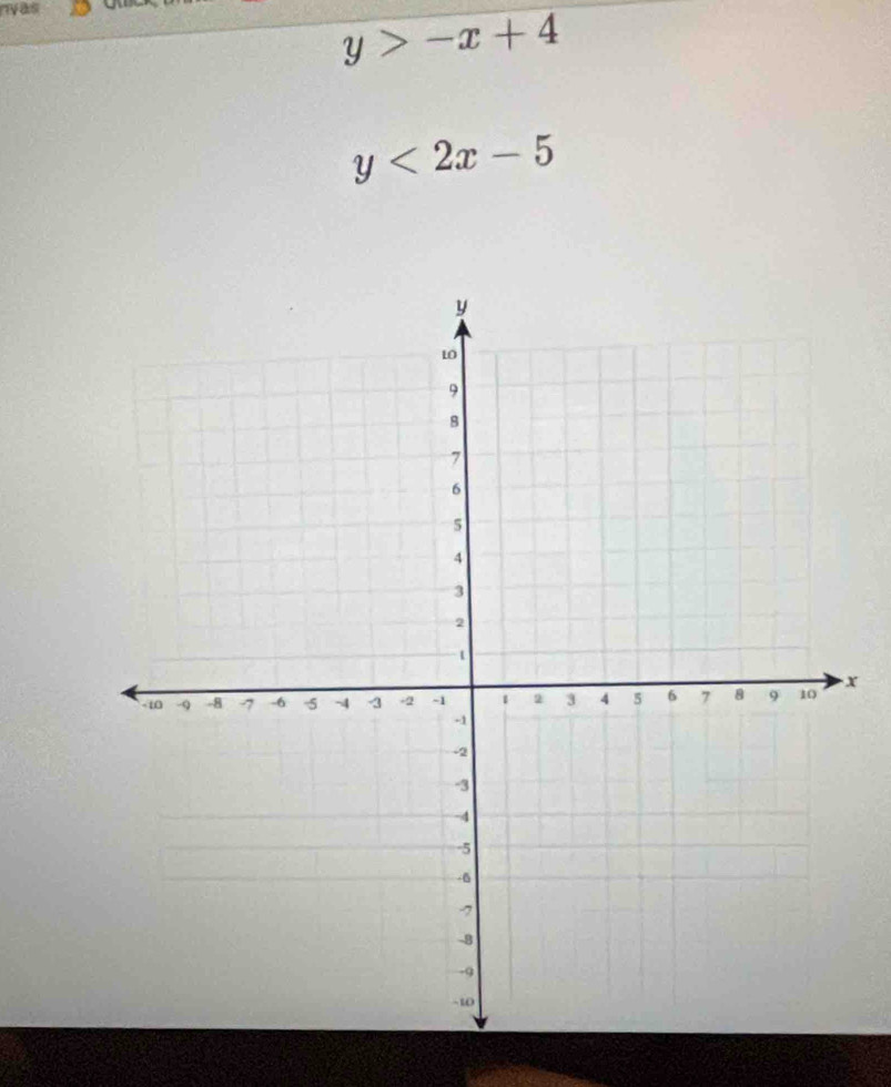 nvas
y>-x+4
y<2x-5</tex>
x
