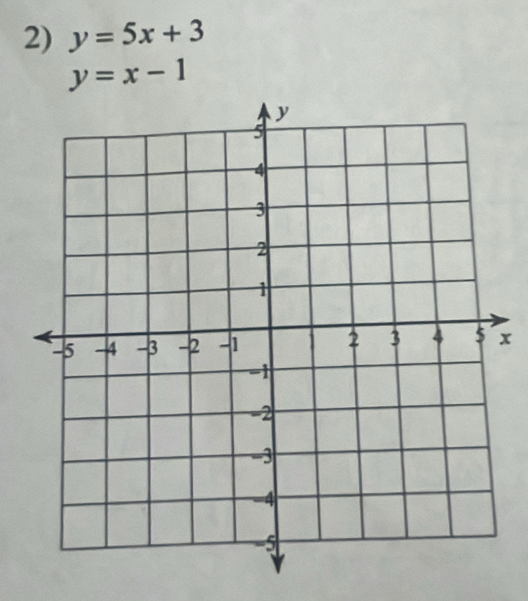 y=5x+3
y=x-1
x