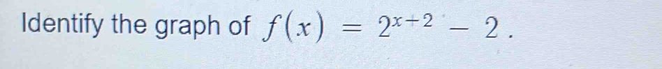 Identify the graph of f(x)=2^(x+2)-2.