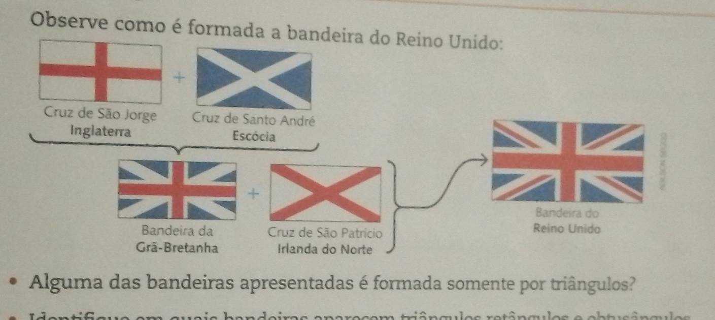 Observe como é formada a bandeir 
Alguma das bandeiras apresentadas é formada somente por triângulos?