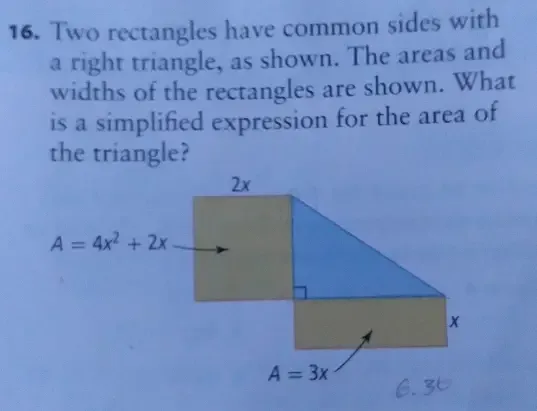 Solved: Two rectangles have common sides with a right triangle, as ...