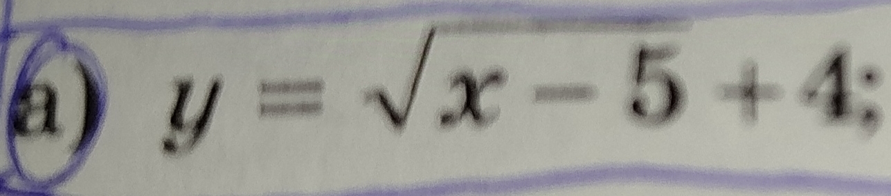 y=sqrt(x-5)+4