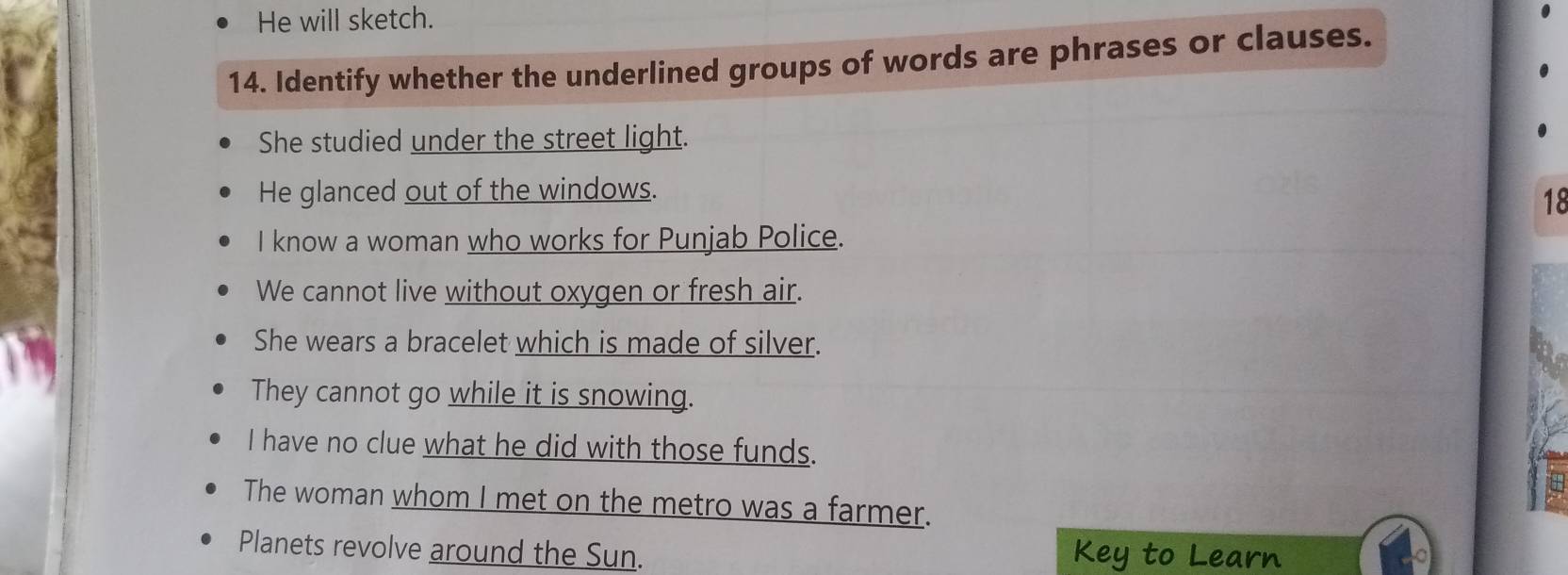 Solved: He will sketch. 14. Identify whether the underlined groups of ...