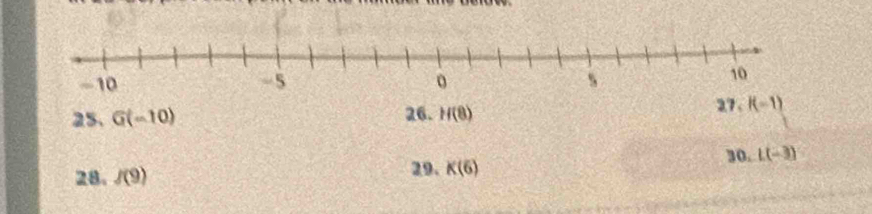 G(-10) 26. H(8)
27、 f(-1)
28. f(9) 29. K(6) 30. L(-3)