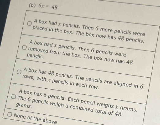 6x=48
he above