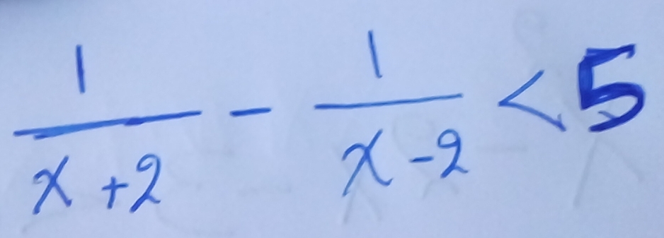  1/x+2 - 1/x-2 <5</tex>