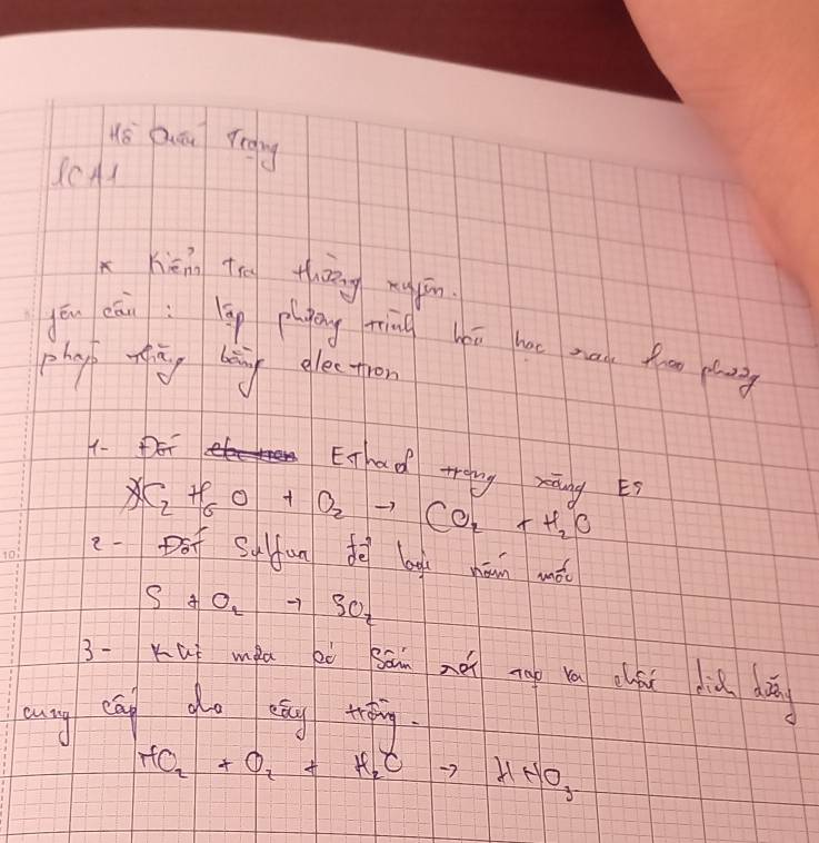 us Quān Tngng 
ScA1 
xhènn thng thāāng xu iān 
yēu cán; g plpag ming hǔ hae my fo ng 
phay tiag bag glection 
4-PE Eghad troing xāng Es
XC_2+P_6O+O_2to CO_2+H_2O
-Dó S fun dē lag náin mǎc
S+O_2to SO_2
3-Kú mpa pò Bān néi ngp ā cáù diǔ dàn 
anny cāi do eāg thipng.
HO_2+O_2+H_2Oto HNO_3