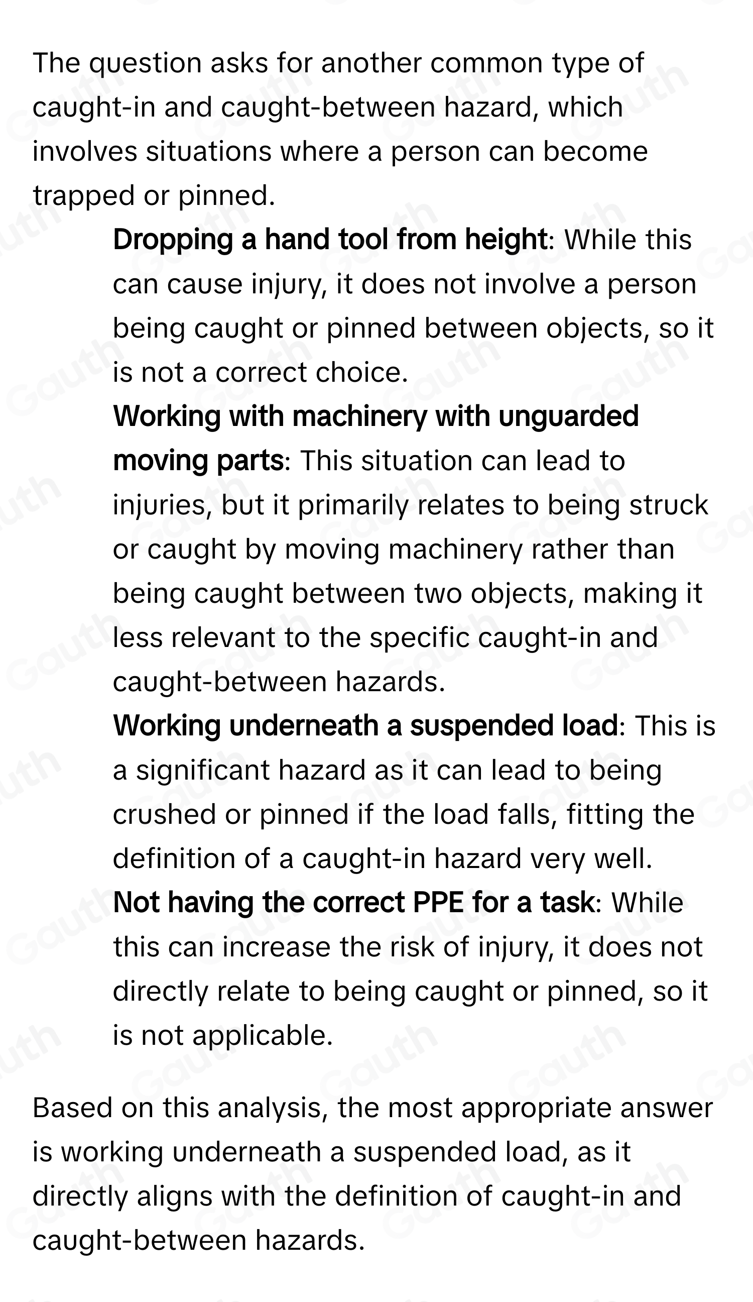 Solved: Common types of caught-in and caught-between hazards can ...