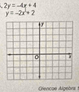 2y=-4x+4
y=-2x+2
Giencoe Algebra