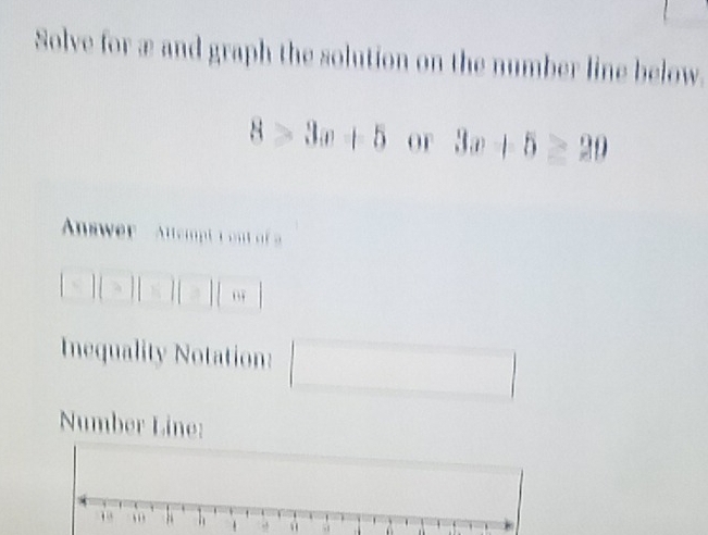 Solved: Solve for æ and graph the solution on the number line below. 8 ...