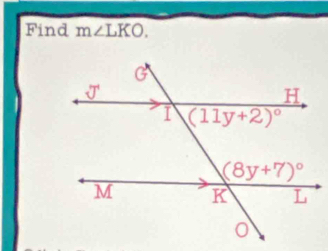 Find m∠ LKO.