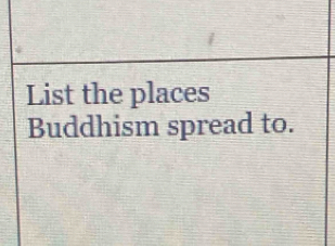 List the places 
Buddhism spread to.