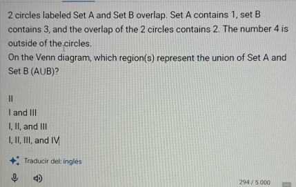 Solved: circles labeled Set A and Set B overlap. Set A contains 1, set ...