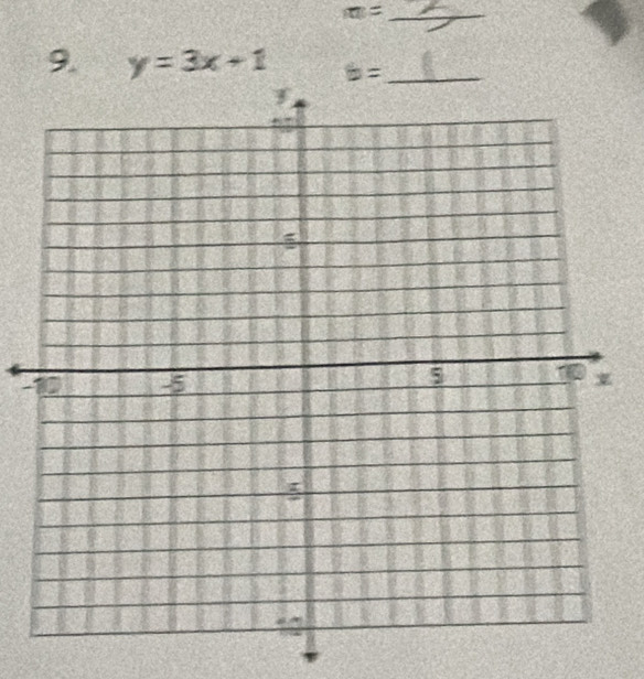 m= _ 
9. y=3x+1 b= _ 
-