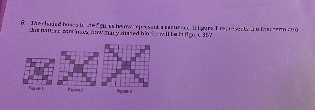 The shaded boxes in the figures below represent a sequence. If figure 1 ...