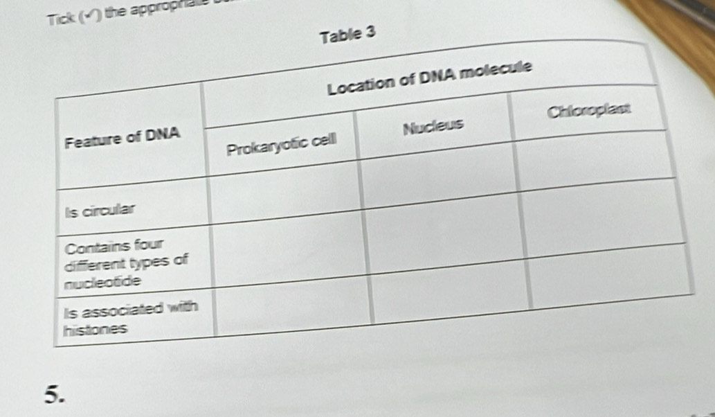 Tick (√) the approphate 
5.