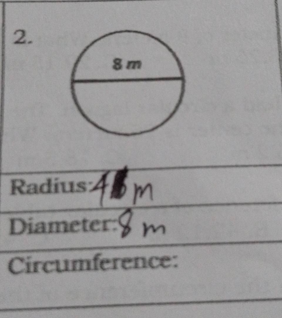 Radius 
Diameter: 
Circumference: