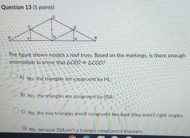 Solved: The figure shown models a roof truss. Based on the markings, is ...
