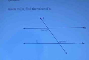 Given m□ n , find the value of x.