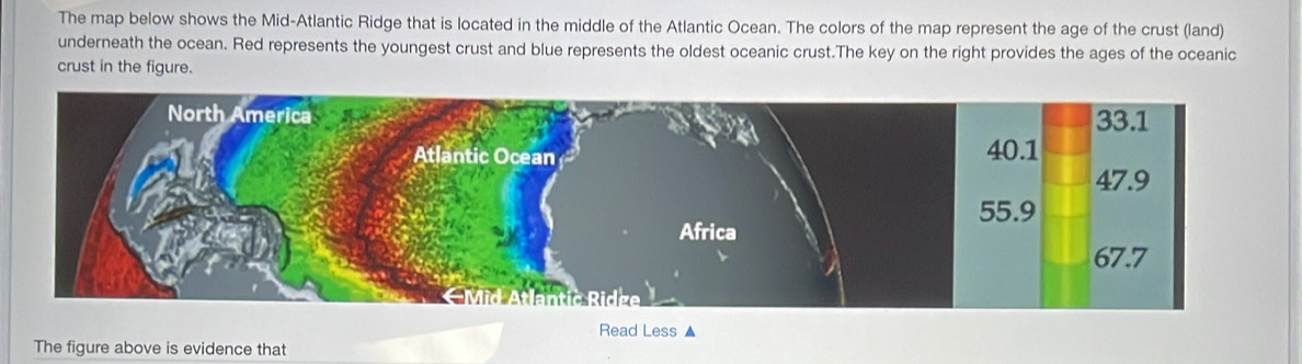 Solved: The map below shows the Mid-Atlantic Ridge that is located in ...