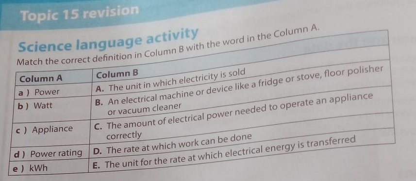 Topic 15 revision 
A