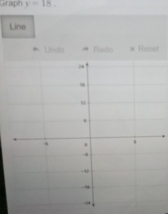 Graph y=18. 
Line 
Undo Redo × Reset