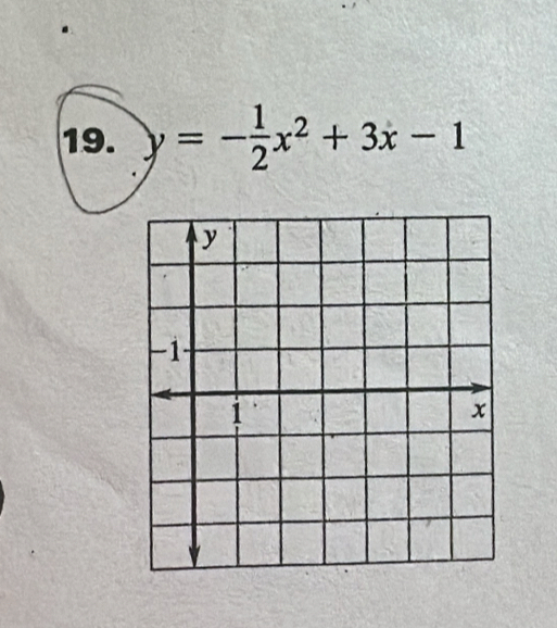 y=- 1/2 x^2+3x-1