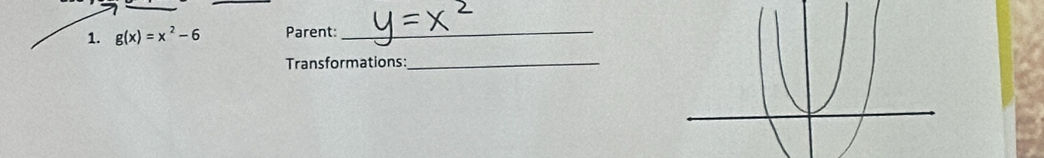 g(x)=x^2-6 Parent:_ 
Transformations:_