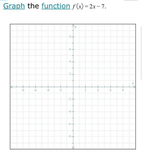 Graph the function f(x)=2x-7.