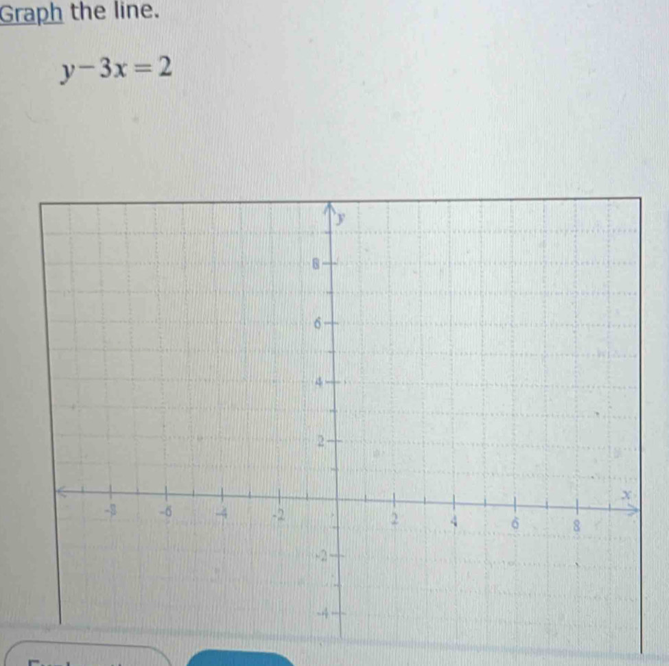 Graph the line.
y-3x=2