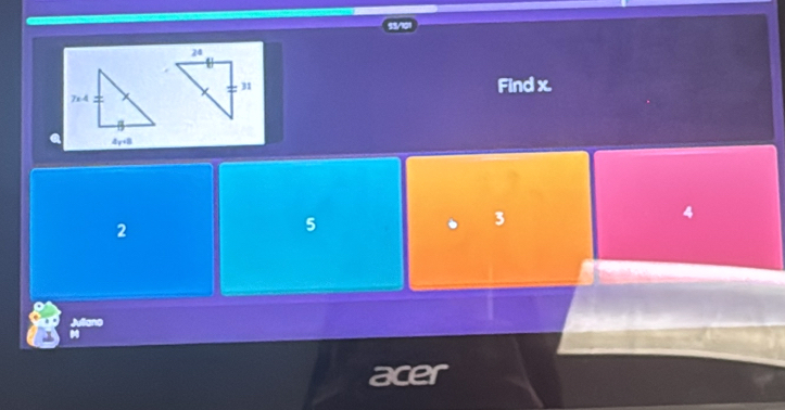 Find x.
4
2
5
3
Man
acer