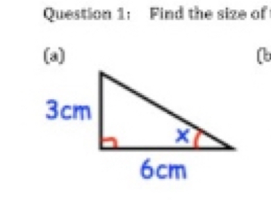 Find the size of 
(a) (b