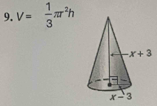 V= 1/3 π r^2h