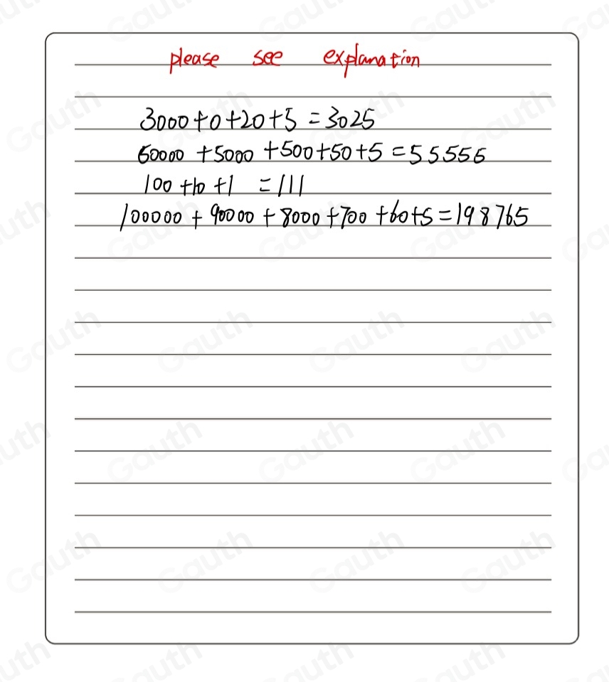 Solved: Write the compact (short) form for the following a. 3000+0+20+5 ...