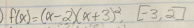 f(x)=(alpha -2)(alpha +3)^2, [-3,2]