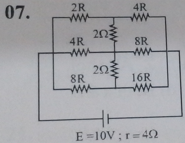 2R
4R
E=10V; r=4Omega